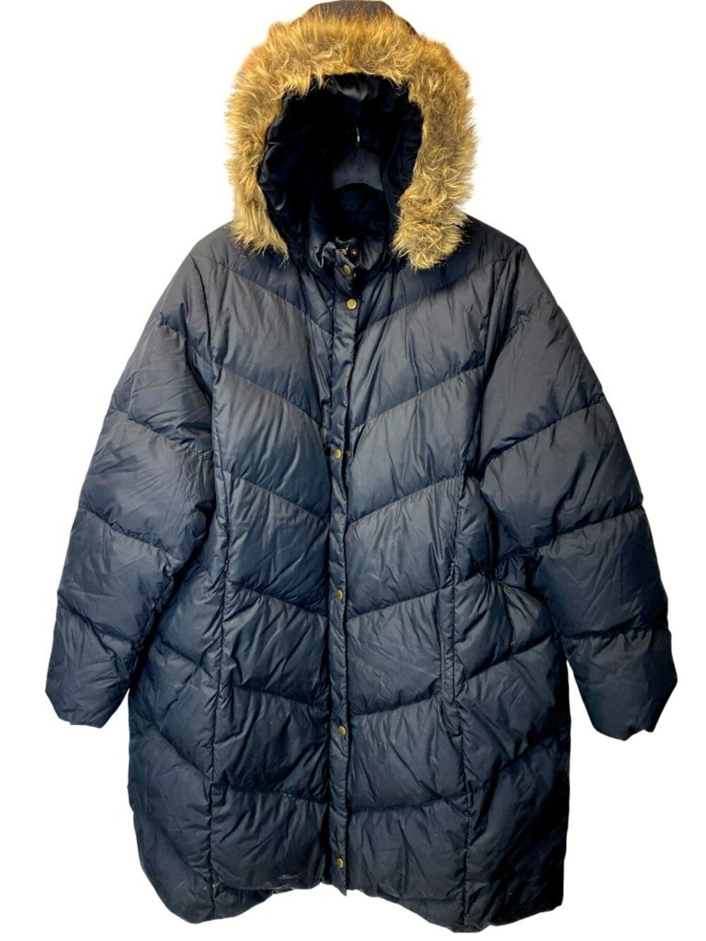 Lands End Black Goosedown Down Quilted Puffer Coat Parka Long Womens 3x 24-26